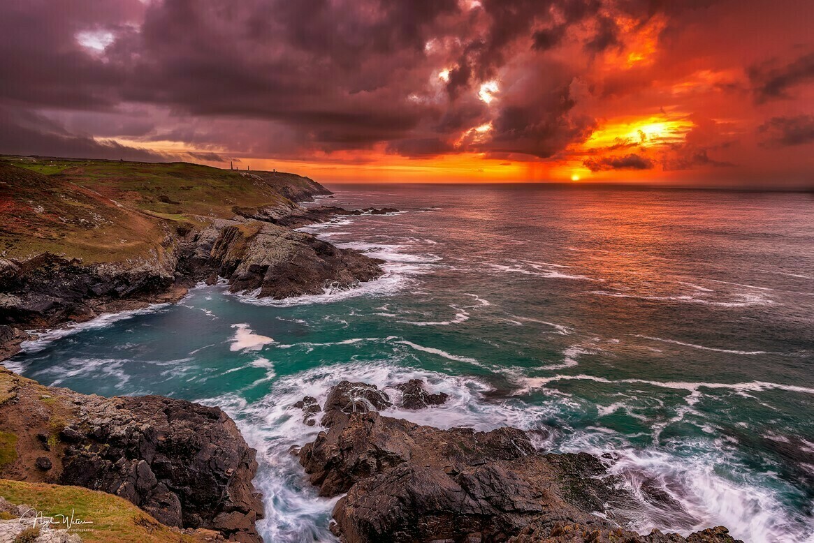 Pendeen Cornwall Sunset Seascape Photograph