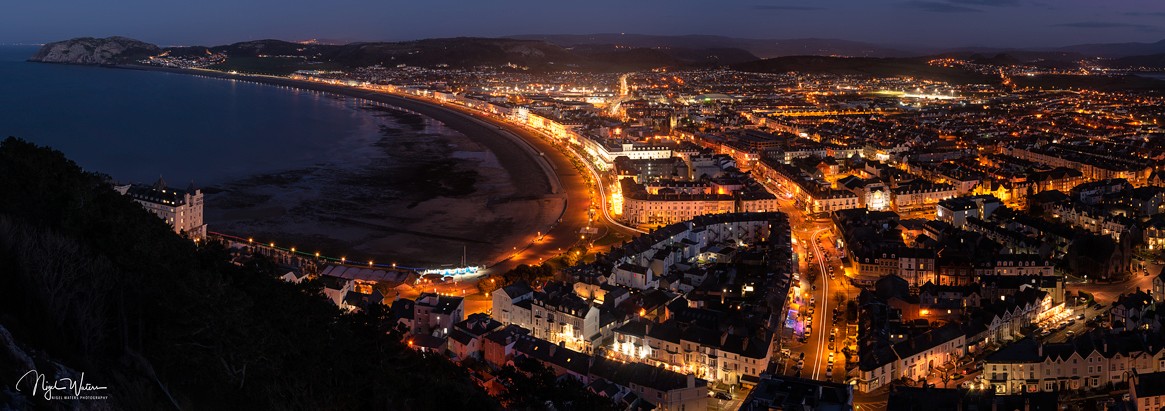 Llandudno Nightscape Photograph taken from Pen y Dinas Hillfort coped to a 17:6 Ratio
