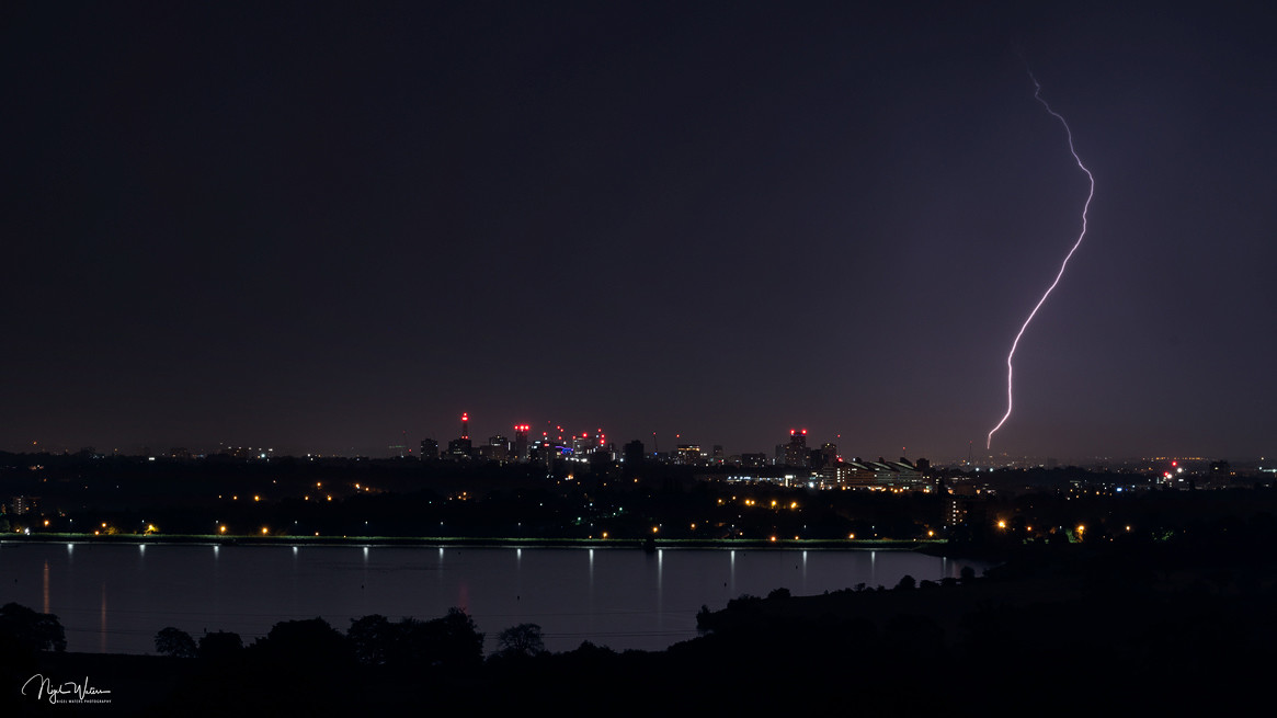 Lightning Bolt over Birmingham City Skyline